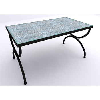 Mosaic House Moroccan tile Dauphine 4x4 Green Table_E  solid hand painted 